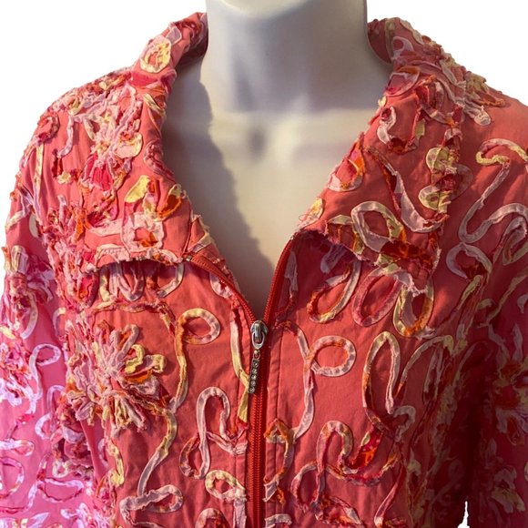 Great Cavalier by St Paul pink  yellow floral jacket size XL - Picture 3 of 9
